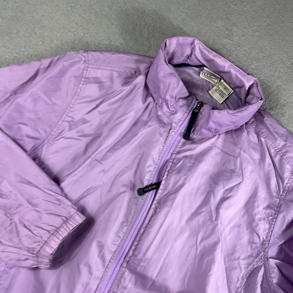 LL Bean Jacket Women 3X purple Hooded Windbreaker Stowaway Full zip Packable